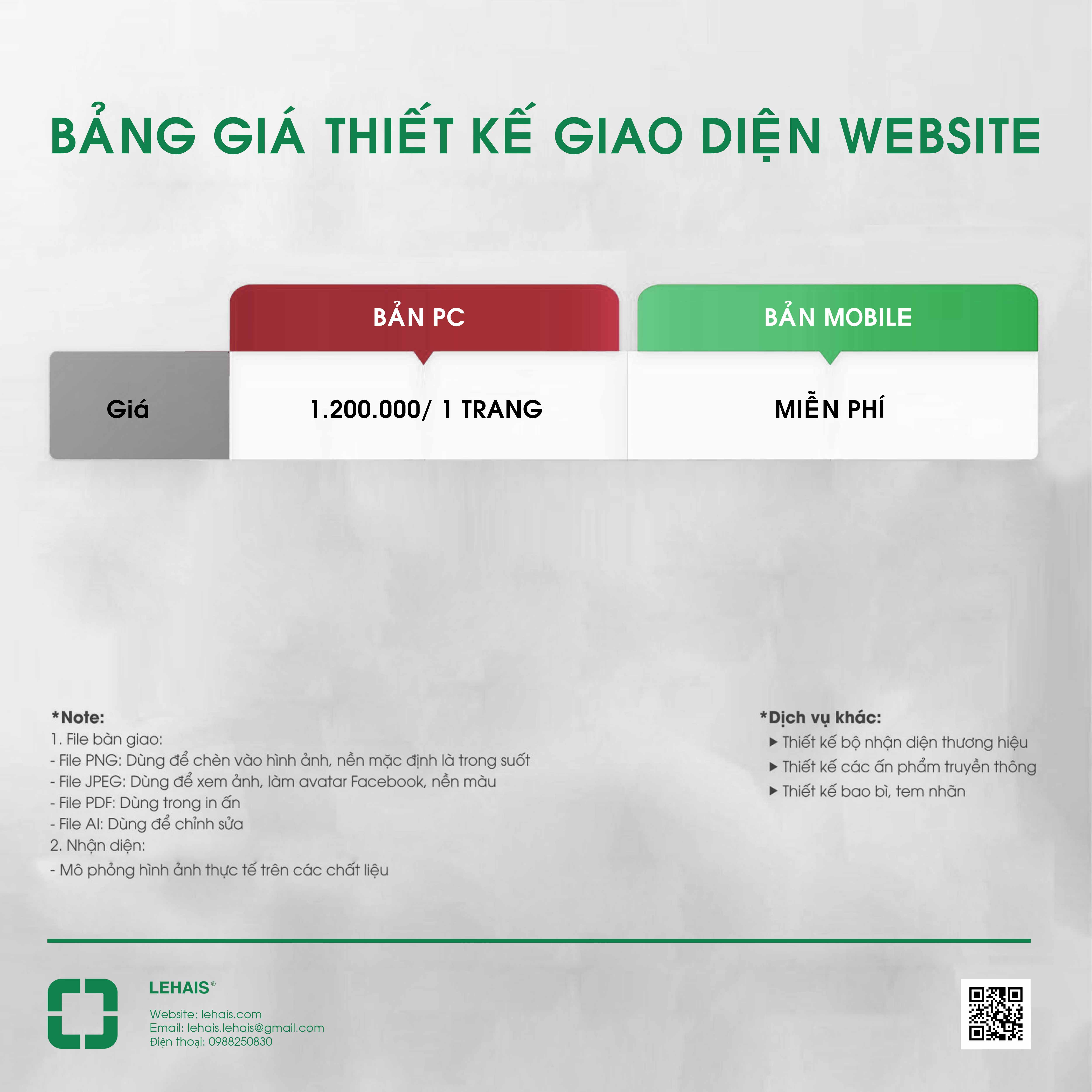 BẢNG BÁO GIÁ THIẾT KẾ GIAO DIỆN WEBSITE 3