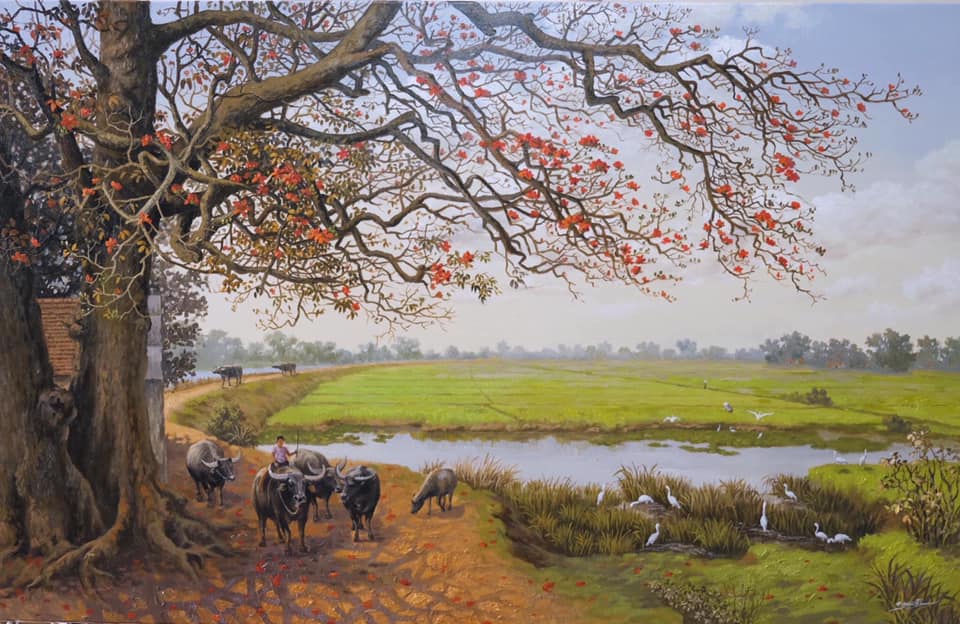 Những góc nhìn khác về phong cảnh làng quê Việt Nam qua tranh sơn dầu 3