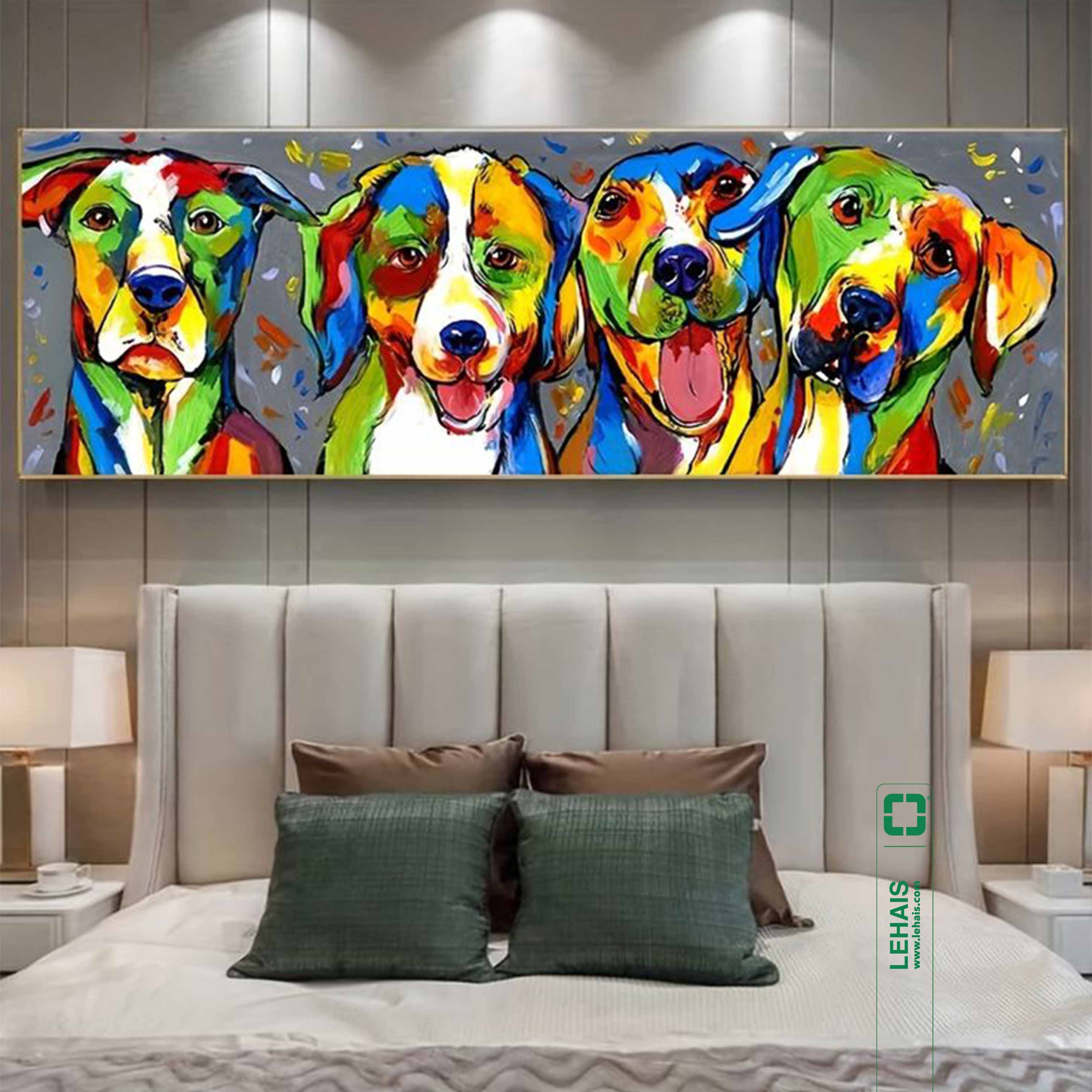 Tranh sơn dầu vẽ những chú chó đáng yêu 1
