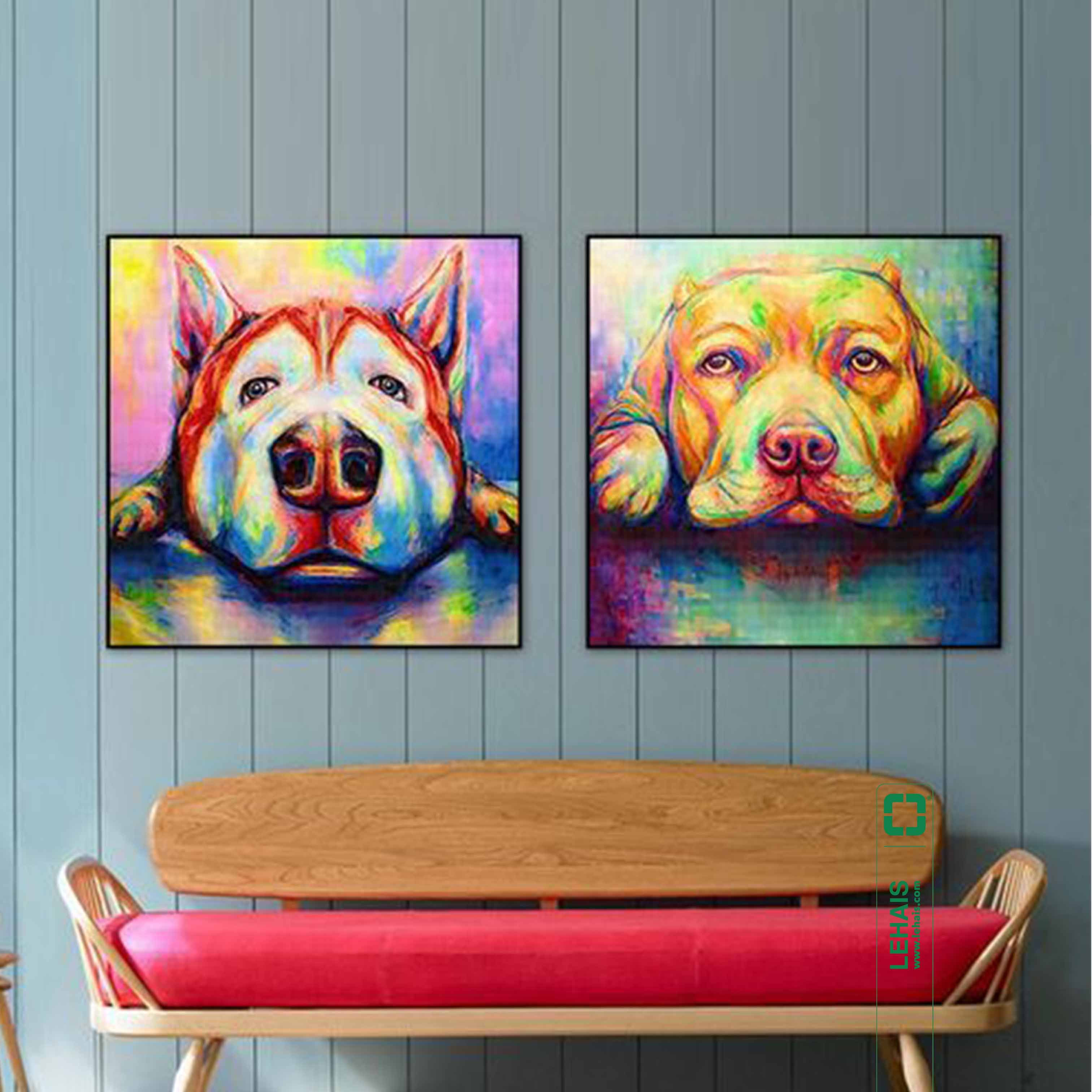 Tranh sơn dầu vẽ những chú chó đáng yêu 2